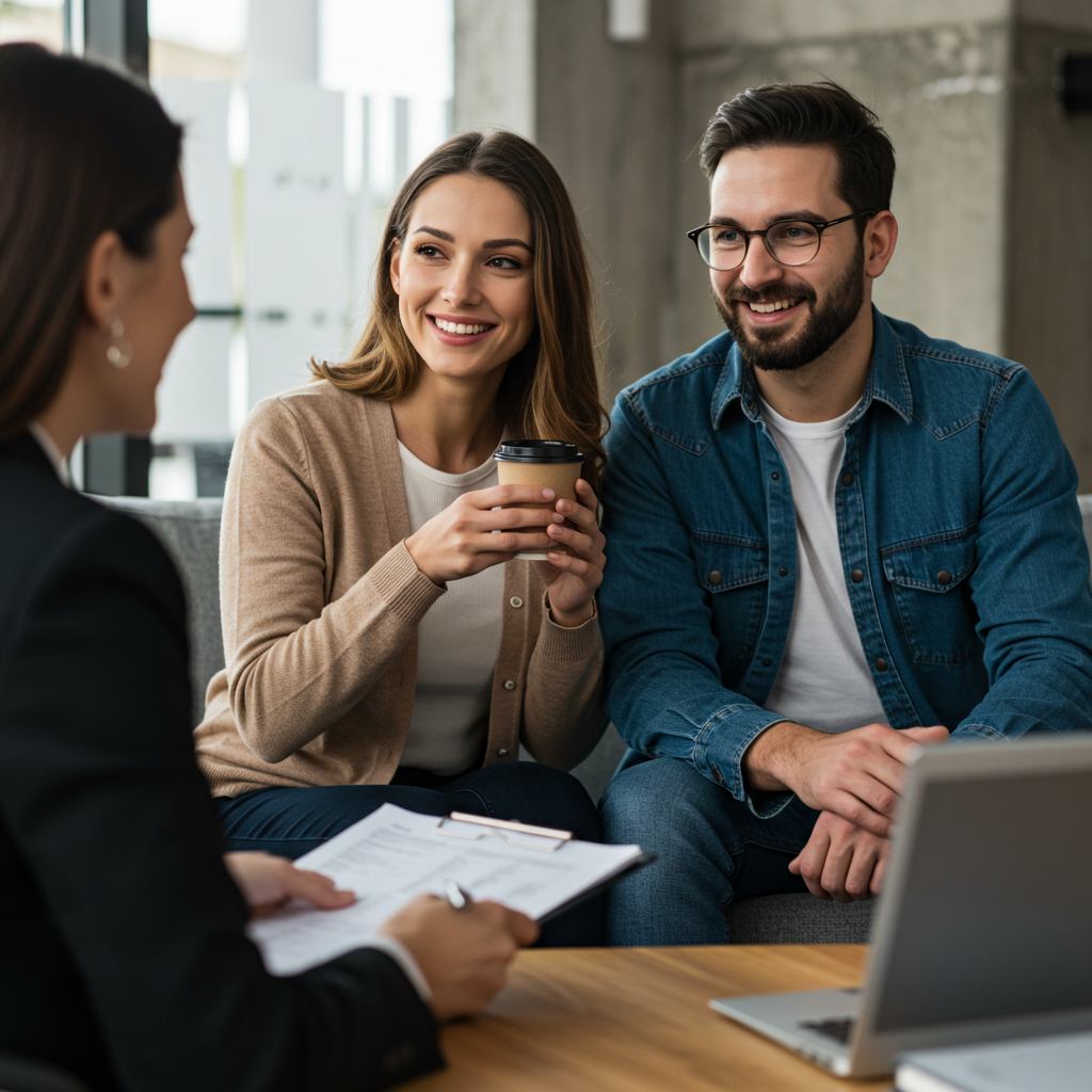 Happy clients meeting with their accountant
